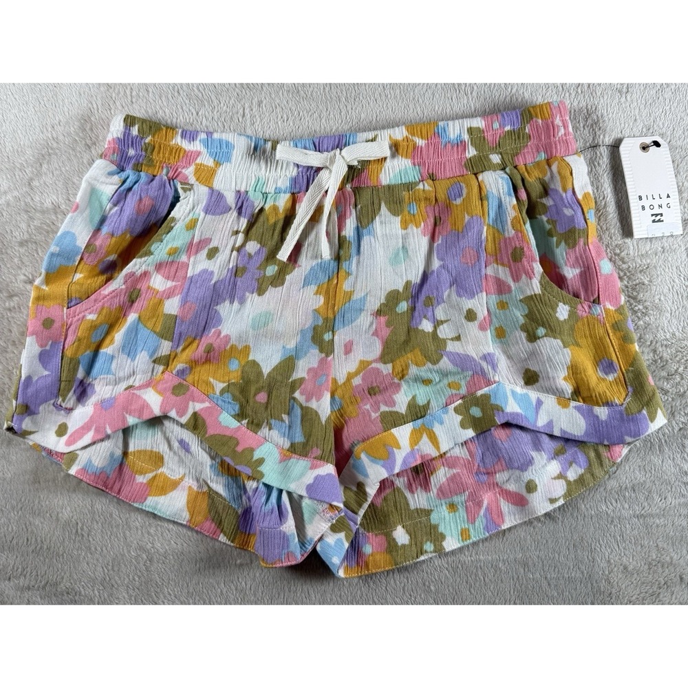 Billabong Tan floral print shorts Girls Size large New with tags